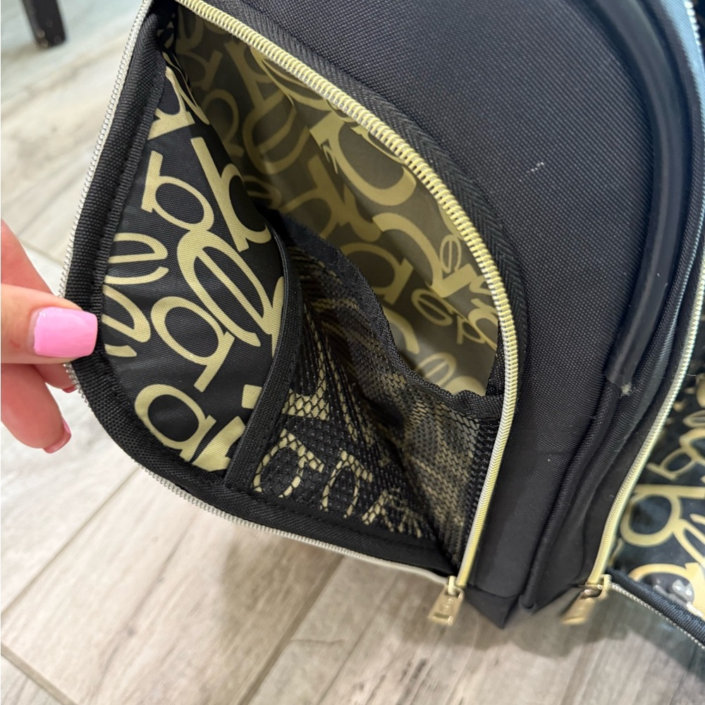 Bebe Black Quilted Travel Bag carry on with Gold Details - Picture 5 of 8